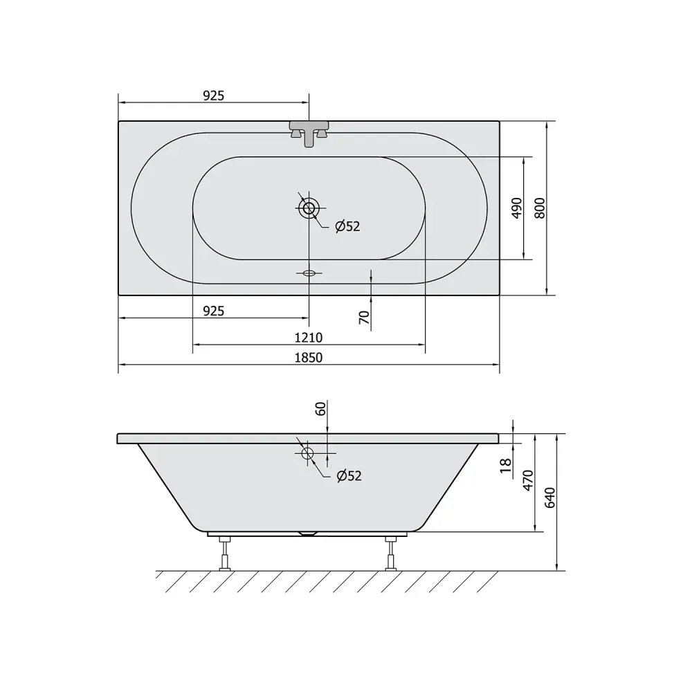 VIVA B SLIM obdélníková vana 185x80x47cm, bílá
